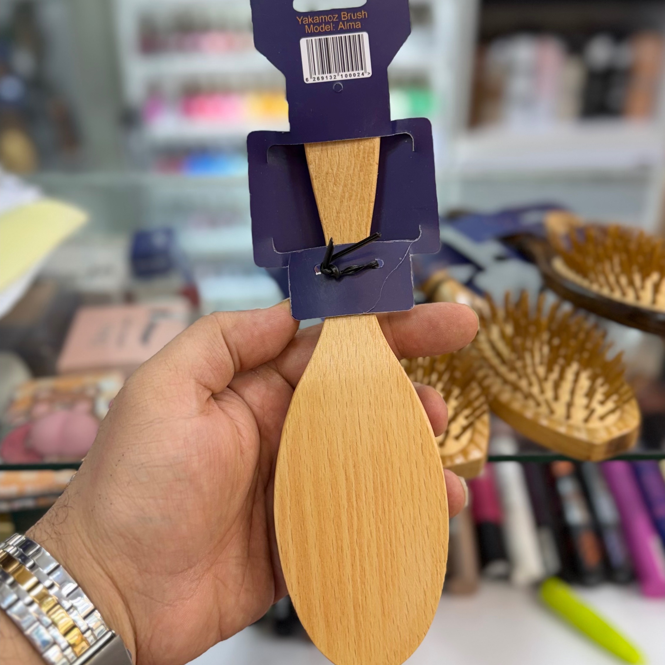 برس چوبی اصلی (هم بدنه و هم دندانه چوبی)